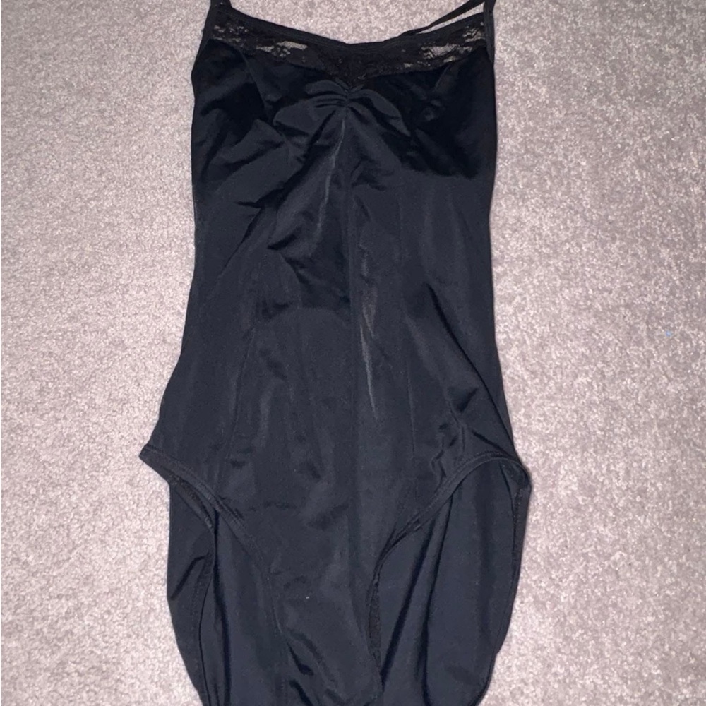 Black Lace Trim Leotard